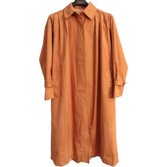 Vintage Foxland by Lanson Trench Raincoat with Waist Belt, Size 8, Light Orange - Picture 3 of 13